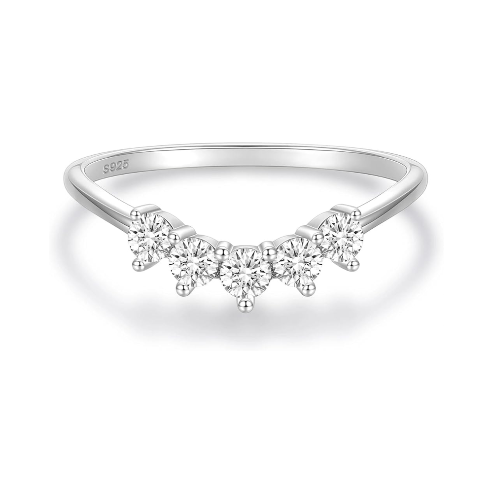 Curved Moissanite Wedding Band