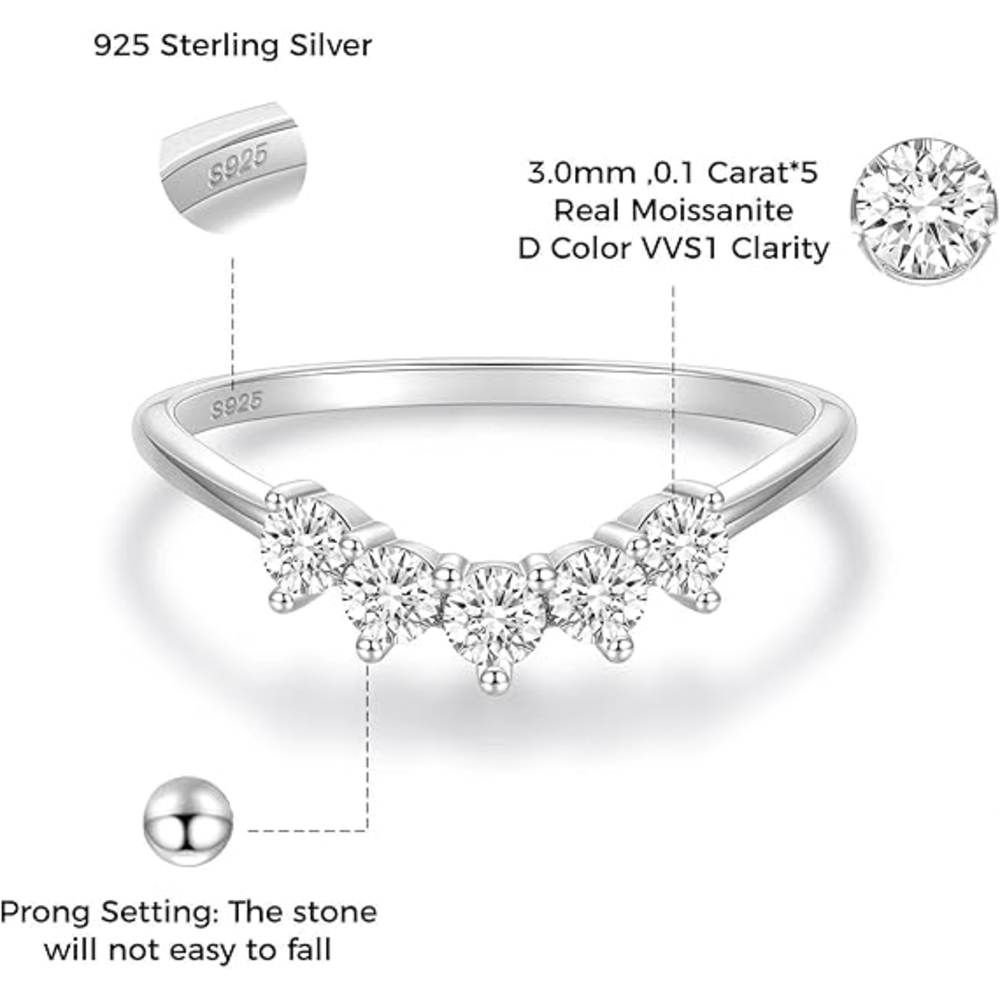 Curved Moissanite Wedding Band