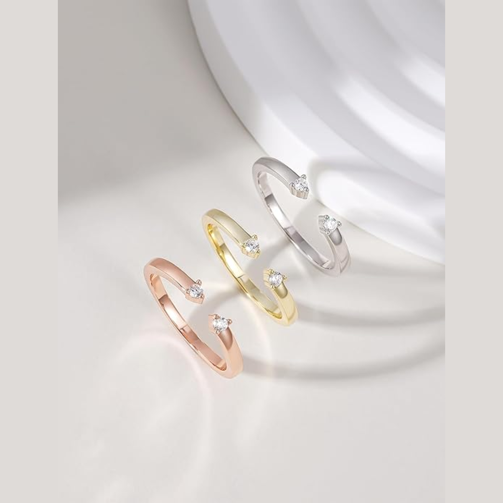 Dainty Open Two-Stone CZ Stacking Ring