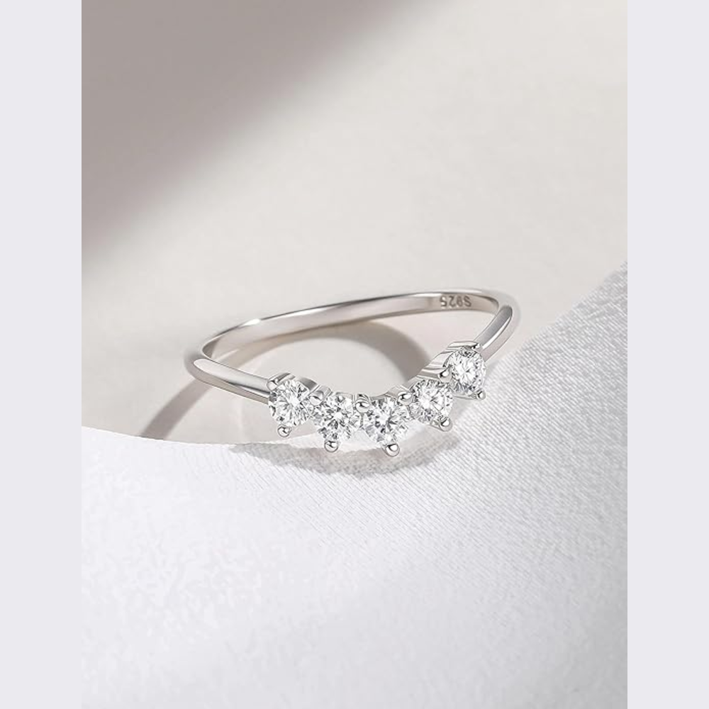Curved Moissanite Wedding Band