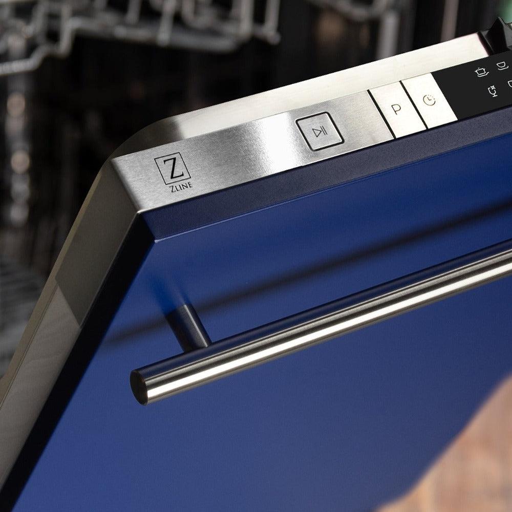 ZLINE Classic 24-Inch Top Control Built-In Dishwasher, Blue Matte Panel, Modern Handle, 52 dBA, DW-BM-H-24 - product image 2