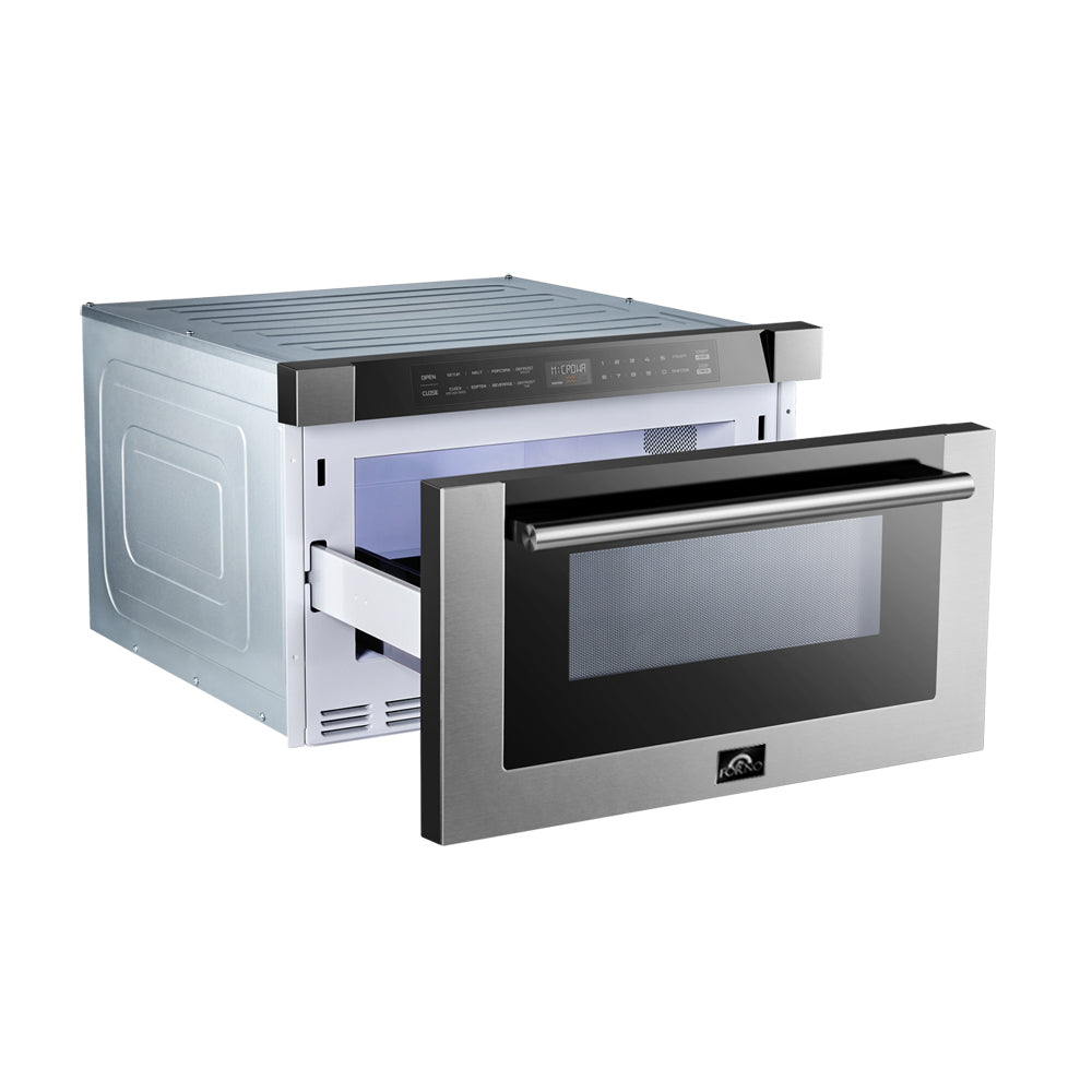 FORNO Capoliveri 24" 1.2 cu. ft. Built-In Microwave Drawer in Stainless Steel, FMWDR3000-24 - product image 4
