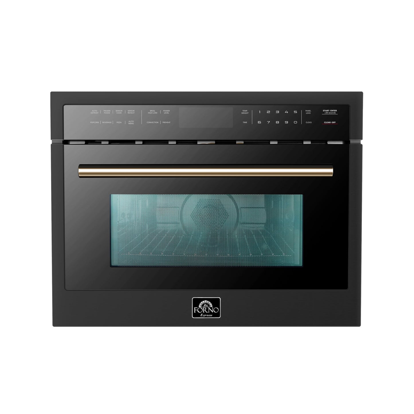 FORNO Espresso Oliena 24" 1.6 cu. ft. Built-In Microwave Oven in Black with Antique Brass Handles, FMWDR3093-24BLK - product image 1