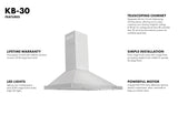 ZLINE 30 in. Convertible Vent Wall Mount Range Hood in Stainless Steel, KB-30 - product image 8