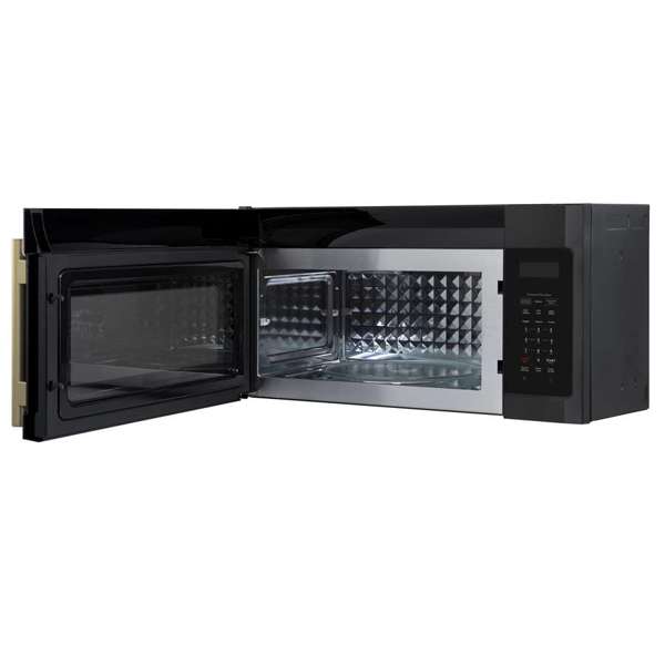 FORNO Fornace 30" 1.5 cu. ft. 300 CFM Over The Range Microwave in Black with Antique Brass Accents, FOTR3038-30BLK - product image 3
