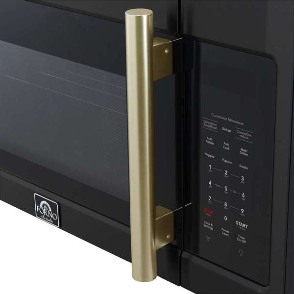 FORNO Fornace 30" 1.5 cu. ft. 300 CFM Over The Range Microwave in Black with Antique Brass Accents, FOTR3038-30BLK - product image 5