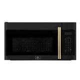 FORNO Fornace 30" 1.5 cu. ft. 300 CFM Over The Range Microwave in Black with Antique Brass Accents, FOTR3038-30BLK - product image 1