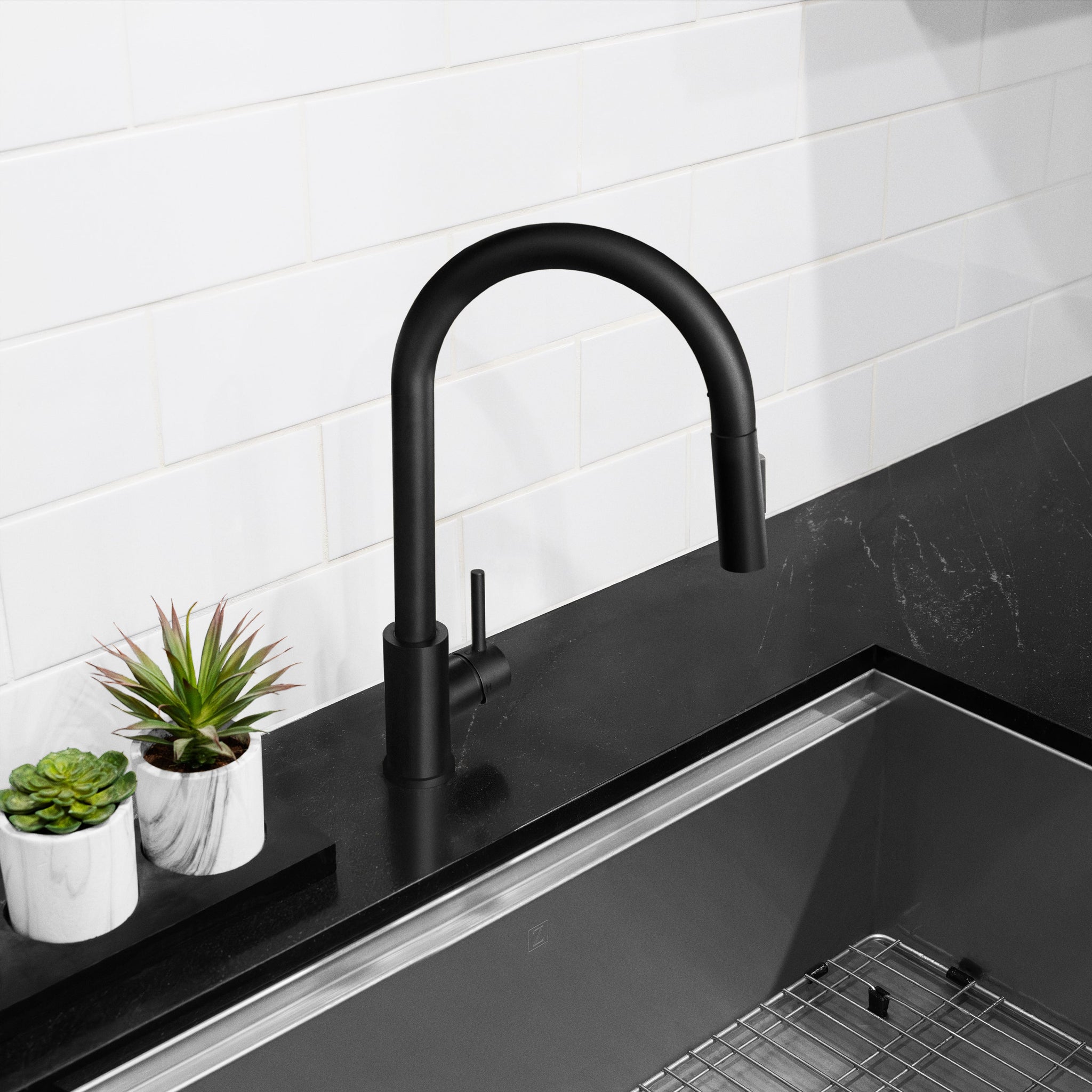 ZLINE Rubicon Pull Down Single Handle Kitchen Faucet in Matte Black, RBCN1-KF-MB - product image 9
