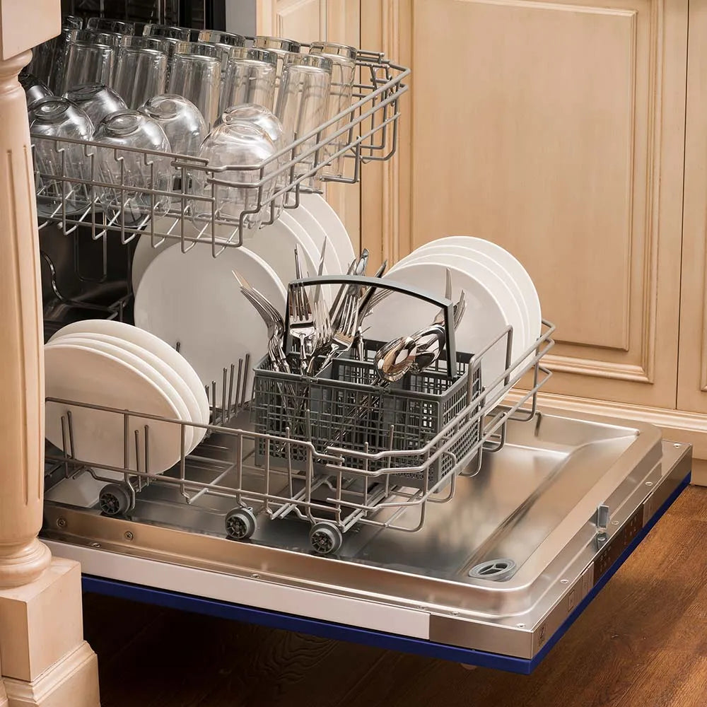 ZLINE Classic 24-Inch Top Control Built-In Dishwasher, Blue Matte Panel, Modern Handle, 52 dBA, DW-BM-H-24 - product image 8